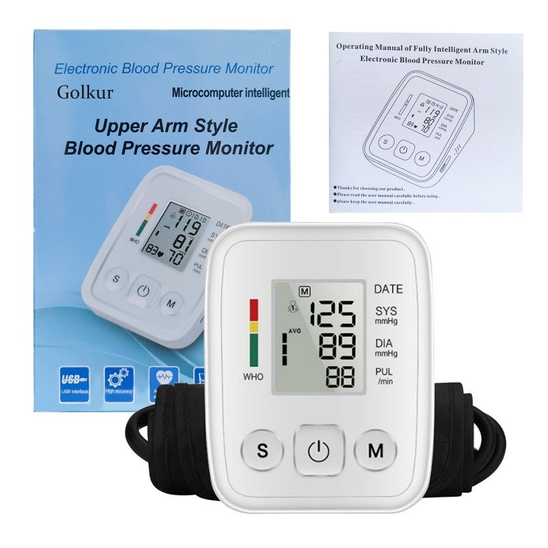 Digital Blood Pressure Monitor Automatic Cuff BP Heart Rate Machine ...