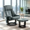 360 Swivel Massage Recliner Chair, 10-Point Vibration Footstool for Living Room