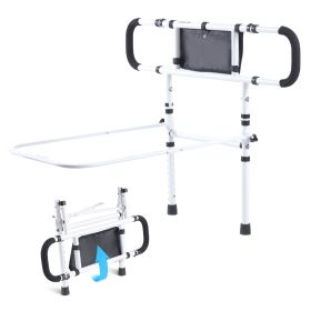 Bed Rails for Elderly Adults, 180° Foldable Bed Assist Rails for Seniors, 450LBS Loading Bed Side Rails Bed Cane with 4-Level Adjustable Handle