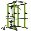 100lb Green Home Gym Set Multi-functional Power Cage, Home Adjustable Pullup Squat Rack 1000Lbs Capacity Comprehensive Fitness Barbell Rack