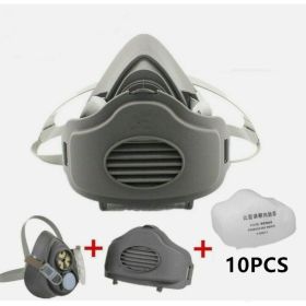 Half Face Gas Mask Cover PRO Respirator 3200 Dust Mask Safety 10 Filters For Sanding Woodworking (Option: 1pc)