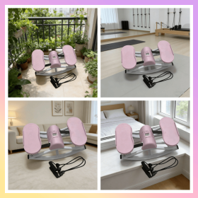 Home Use Silent Side-to-Side Swing Stepper with Resistance Bands & Digital Counter, Multi-Functional Leg & Waist Slimming Fitness Equipment (Color: Pink)