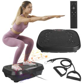Vibration Exercise Machine With Resistant Bands Remote Control Whole Body Vibration Platform Workout Equipment Home Fitness Training Equipment For Wei (Color: Dark Black)