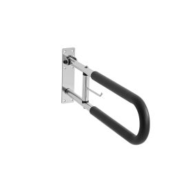 Toilet Safety Rail, U-Shaped Handicap Grab Bar, Foldable Senior Safety Pole, Flip Up Toilet Grab Bars with Anti-Slip Handle (size: 30")