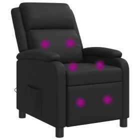 Massage Recliner (Color: BlackFauxLeather)