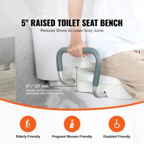 Raised Toilet Seat, Raised, 350 lbs Weight Capacity, for Round and Elongated Toilet, Twist Lock Installation,19.1" - 21.7" Adjustable W (Height: 5")