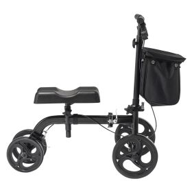 Folding Knee Scooter, Carbon Steel Steerable Knee Walker with Height-Adjustable Handlebar & Knee Pad, All-Terrain Solid Wheels, Dual Brakes (Wheel: 8"and10")