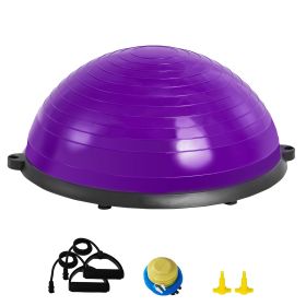 Half Exercise Ball Trainer, 23 inch Balance Ball Trainer, 660lbs Stability Ball, Yoga Ball with Resistance Bands & Foot Pump (Color: Purple)