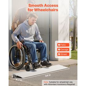 Door Threshold Ramp, Aluminum Alloy Threshold Ramp Rated 800 lbs Load Capacity, Handicap Ramps for Home Steps for Wheelchair, Scoote (Rise: 1")